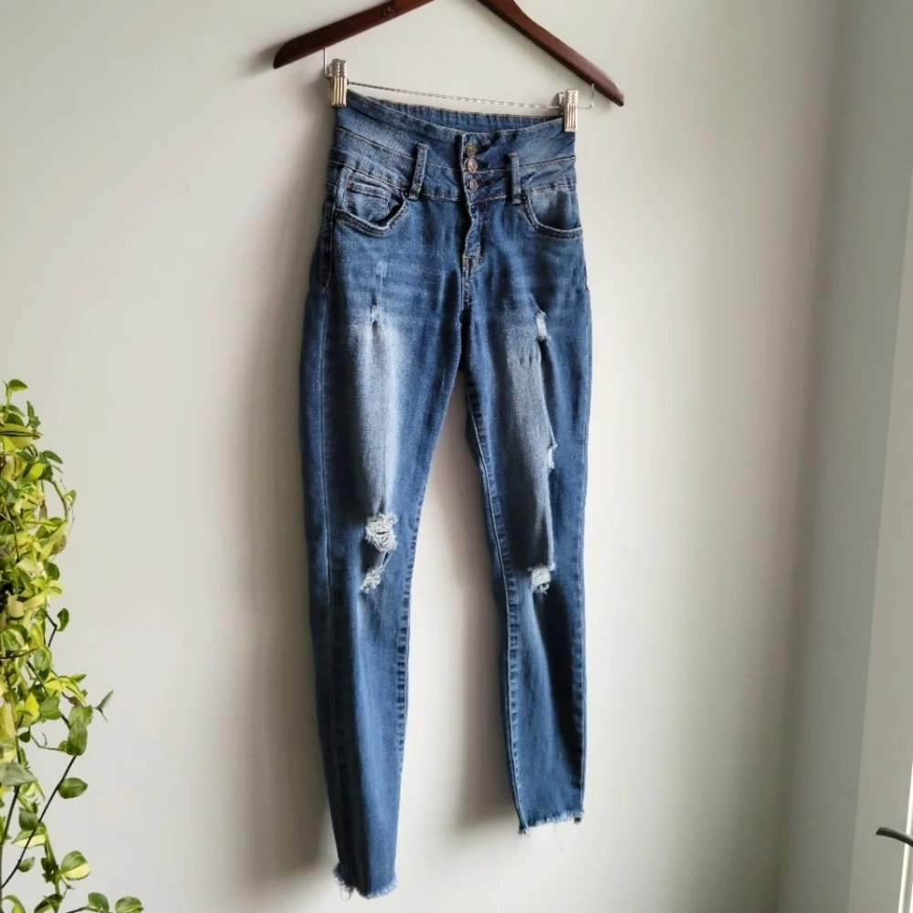 IBIZA Distressed High-Rise Jeans - Size US 3 - Picture 2 of 6